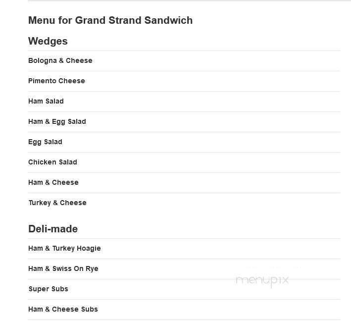 Grand Strand Sandwich - Longs, SC menu_pic