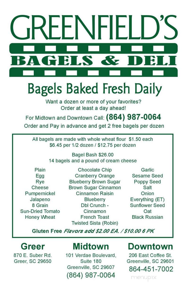 Greenfield's Bagels & Deli - Greenville, SC