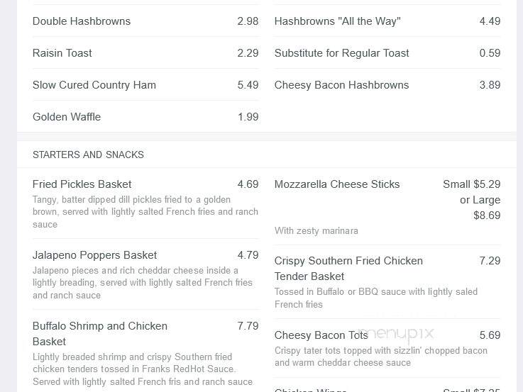 Huddle House - Barnwell, SC menu_pic