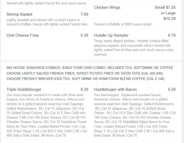 Huddle House - Barnwell, SC menu_pic