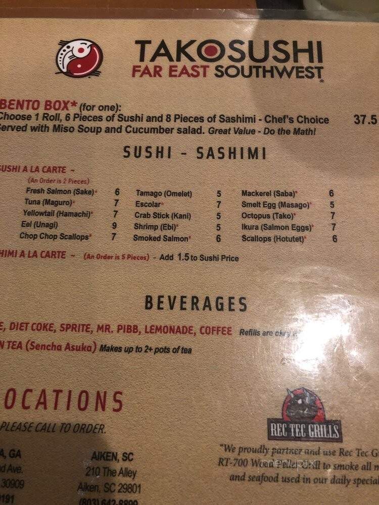 Tako Sushi - Aiken, SC menu_pic