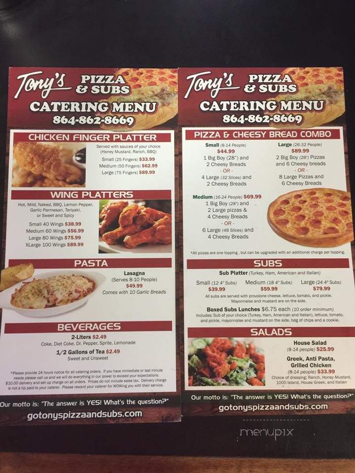 Tony's Pizza & Sub - Fountain Inn, SC menu_pic