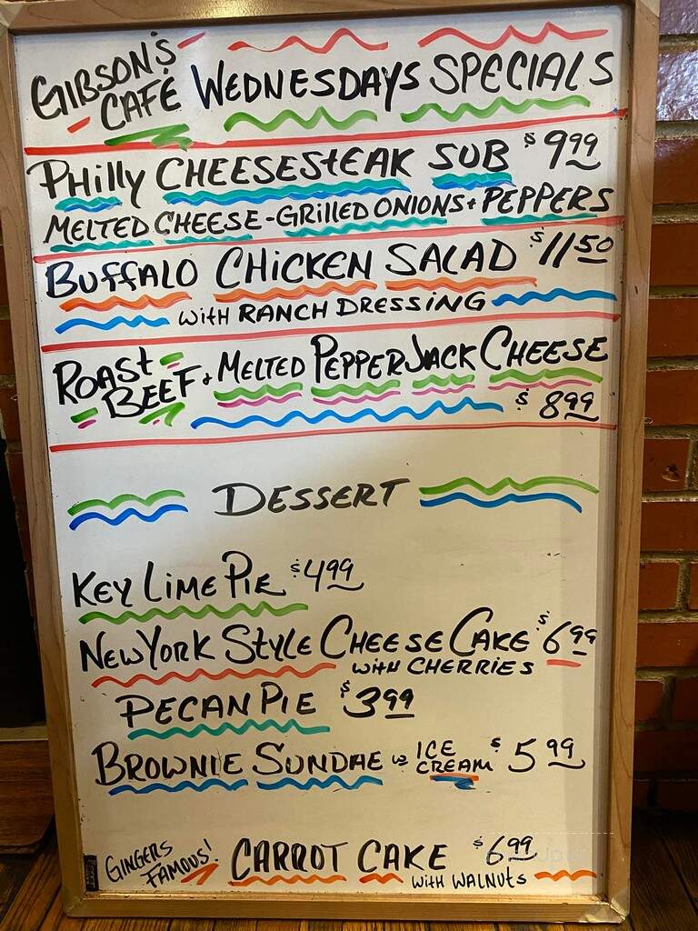 Gibson's Cafe - Lafayette, TN menu_pic