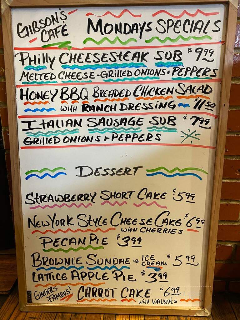 Gibson's Cafe - Lafayette, TN menu_pic
