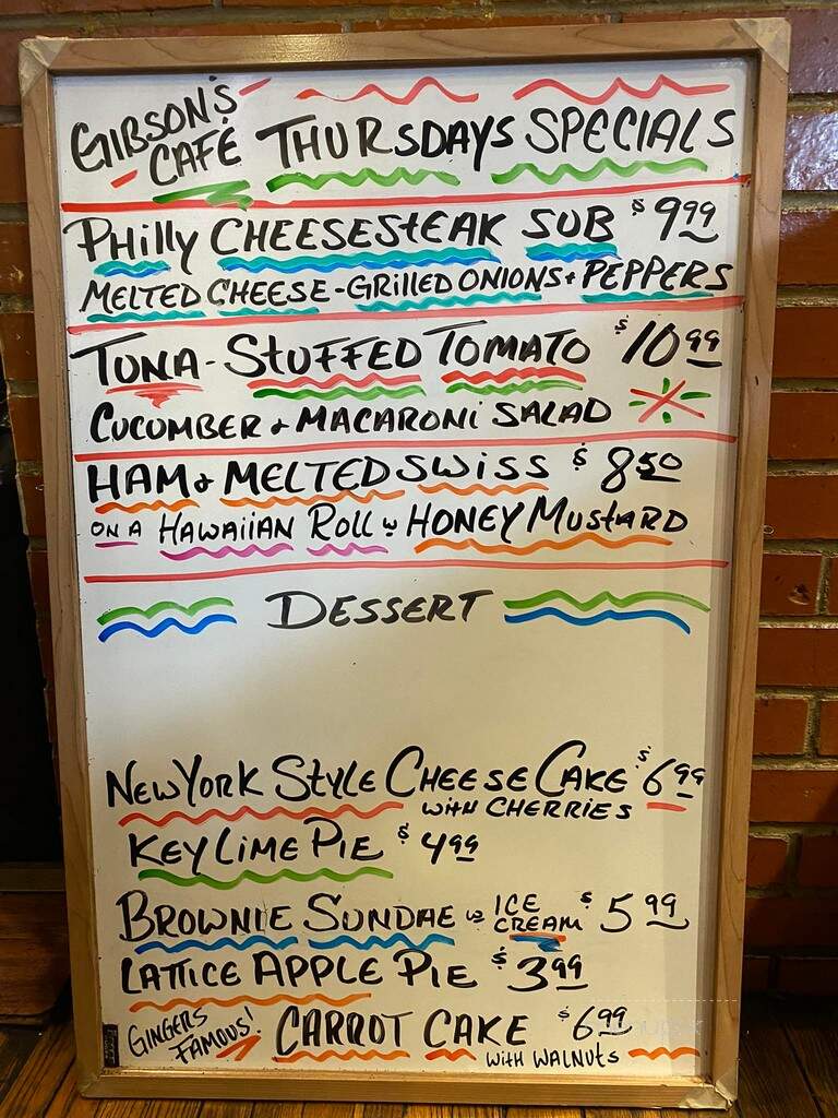 Gibson's Cafe - Lafayette, TN menu_pic