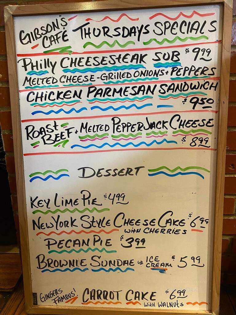 Gibson's Cafe - Lafayette, TN menu_pic