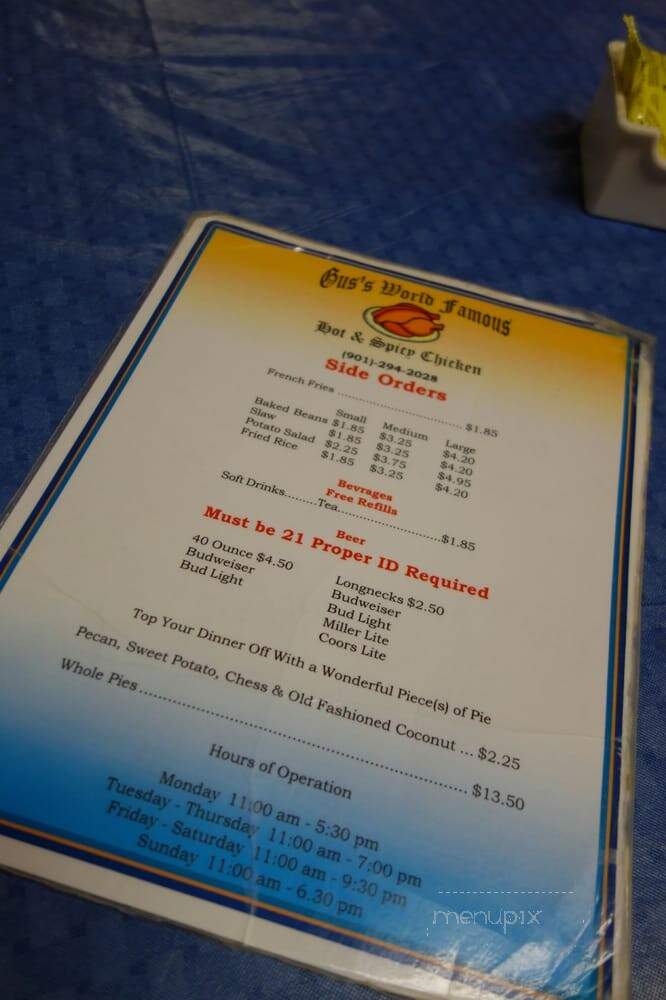 Gus's Fried Chicken - Mason, TN menu_pic