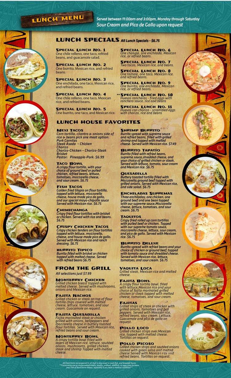 Monterrey Mexican Restaurant - Athens, TN menu_pic