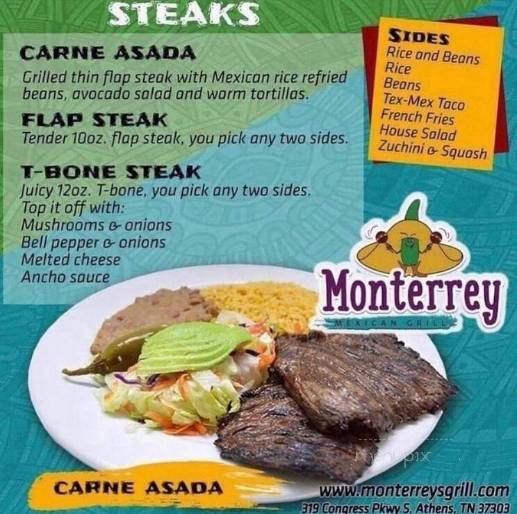 Monterrey Mexican Restaurant - Athens, TN menu_pic