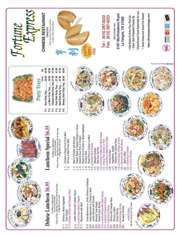 Fortune Express Chinese Restaurant - La Vergne, TN menu_pic