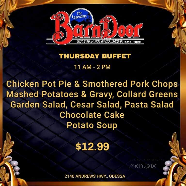 Barn Door Steakhouse - Odessa, TX menu_pic