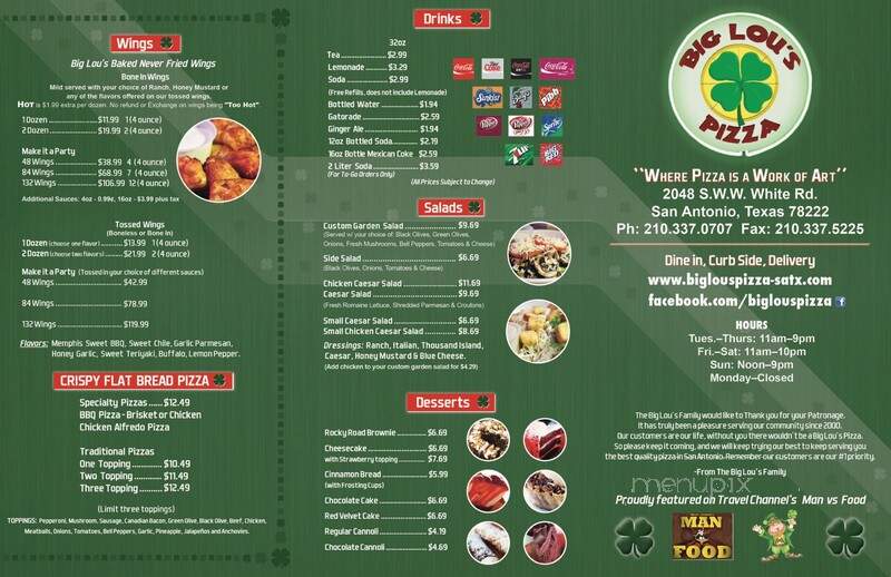Big Lou's Pizza - San Antonio, TX menu_pic