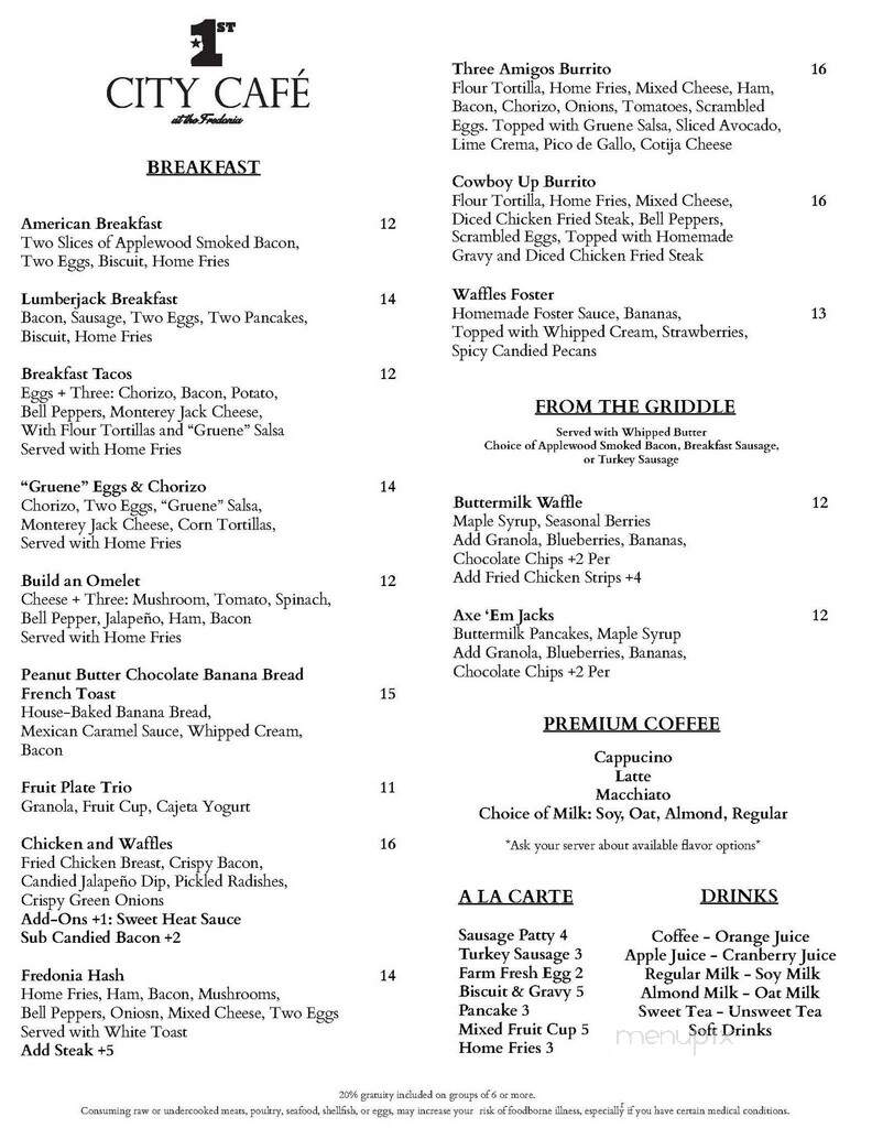 Cafe Fredonia - Nacogdoches, TX menu_pic