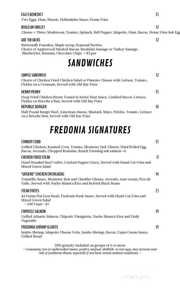 Cafe Fredonia - Nacogdoches, TX menu_pic