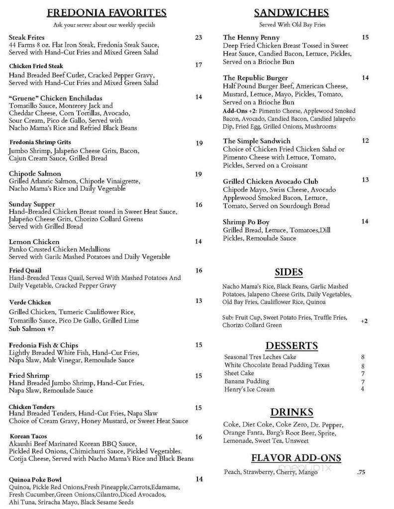 Cafe Fredonia - Nacogdoches, TX menu_pic