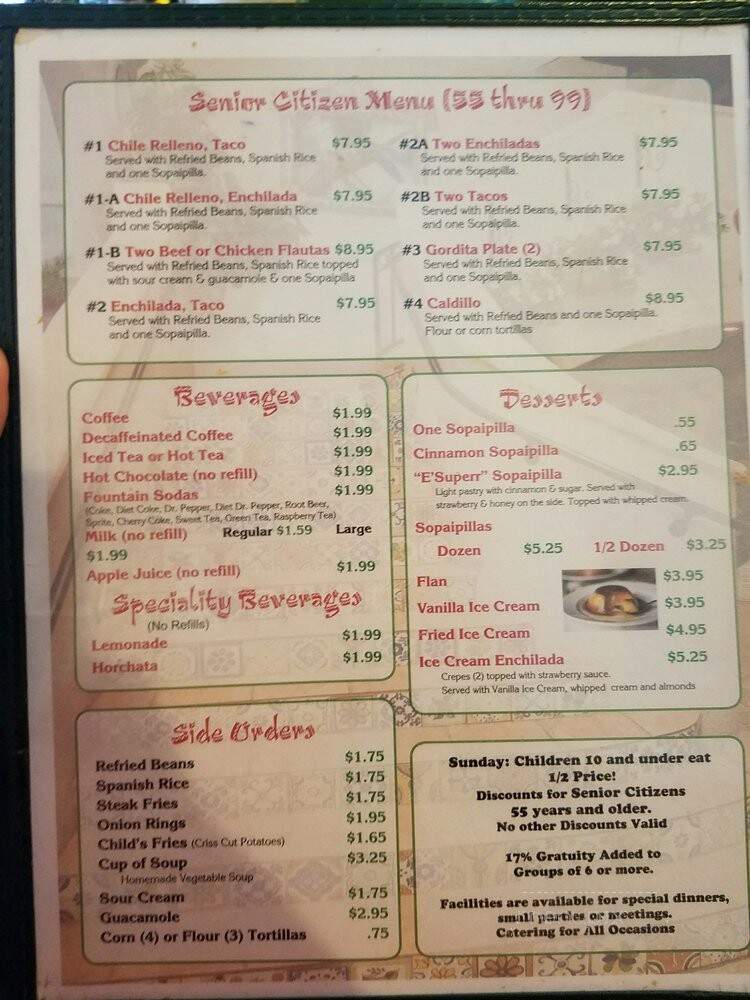 Casita Linda Mexican Restaurant - El Paso, TX menu_pic
