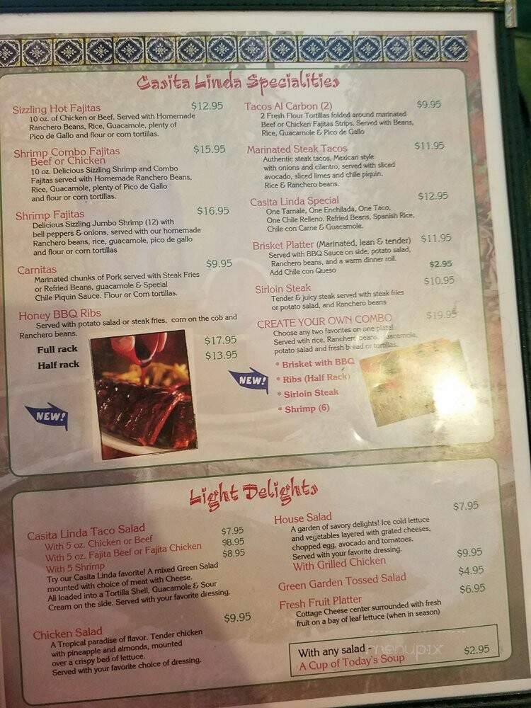 Casita Linda Mexican Restaurant - El Paso, TX menu_pic