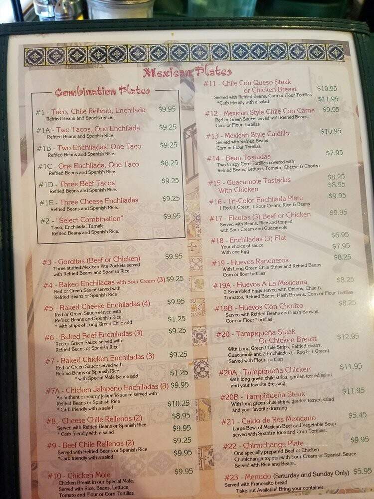 Casita Linda Mexican Restaurant - El Paso, TX menu_pic