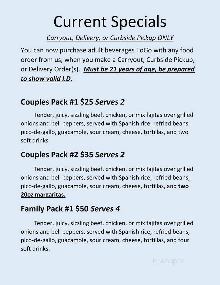 El Tejano Mexican Restaurant - Channelview, TX menu_pic