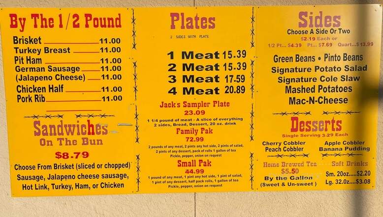 Jack Jordan's Bar Bq - Odessa, TX menu_pic