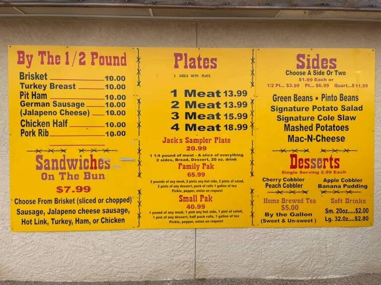 Jack Jordan's Bar Bq - Odessa, TX menu_pic