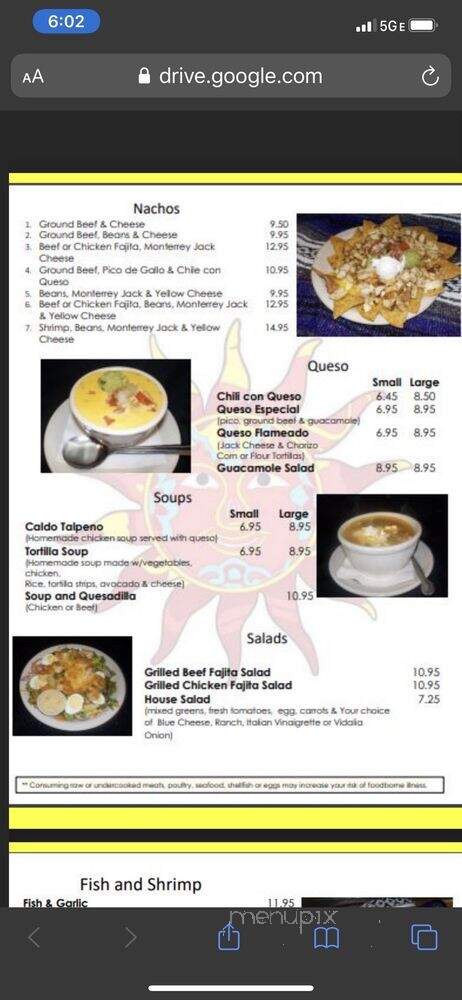 La Cabana Grill - Spicewood, TX menu_pic
