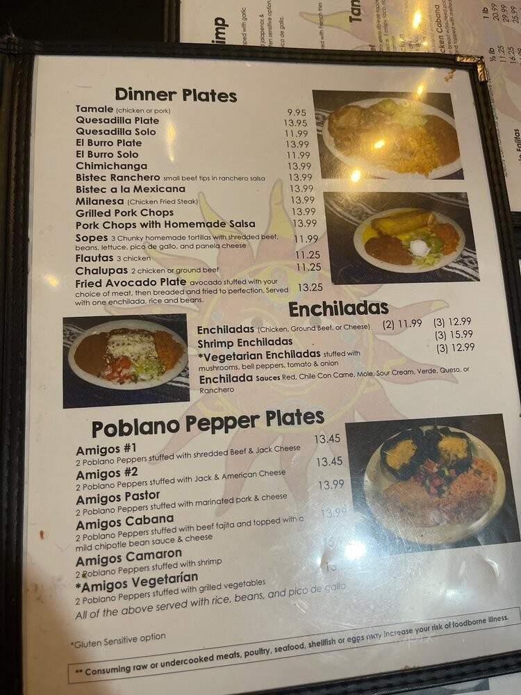 La Cabana Grill - Spicewood, TX menu_pic