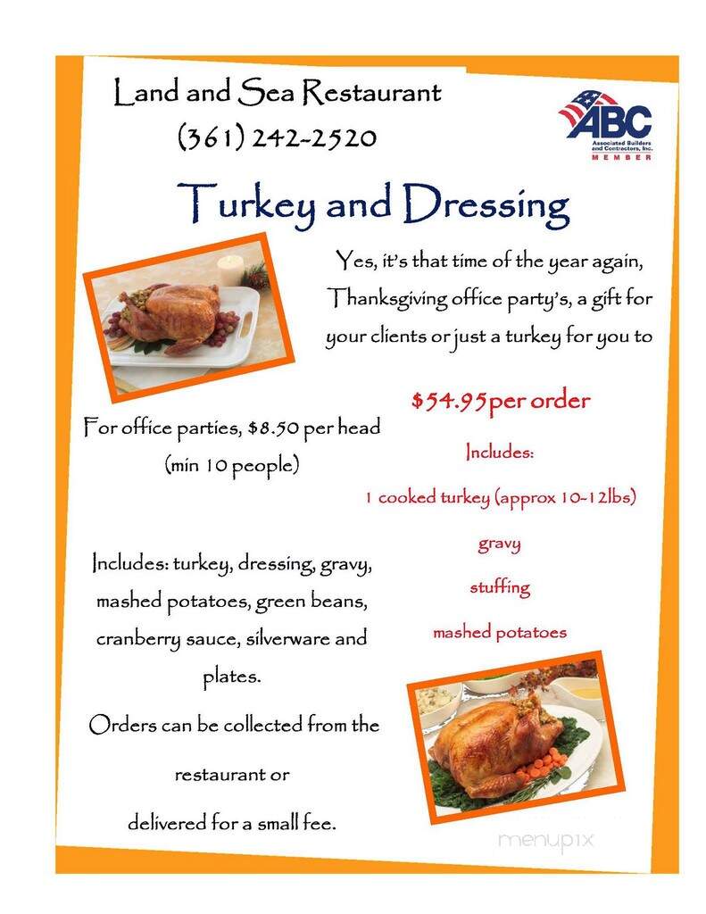 Land & Sea Restaurant - Corpus Christi, TX menu_pic
