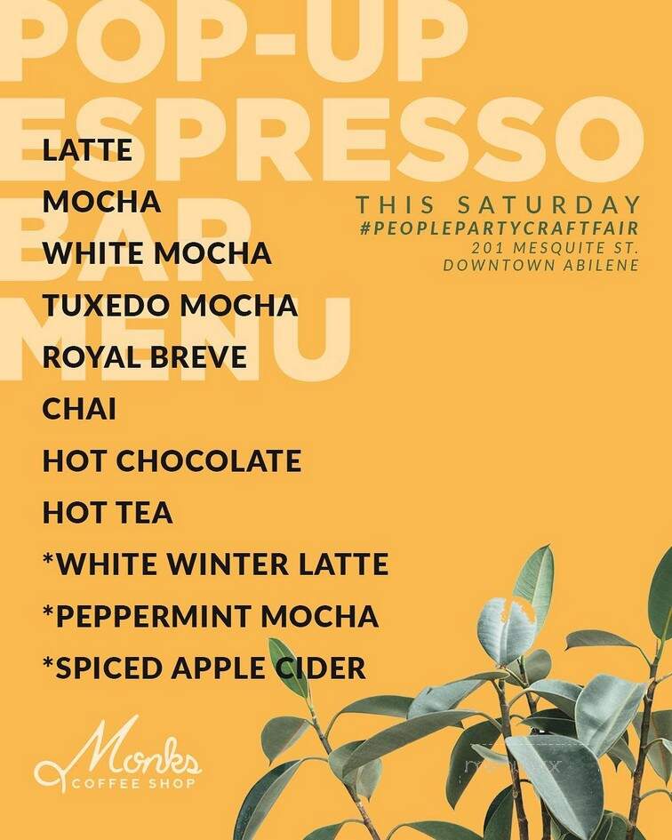 Monk's Coffee Shop - Abilene, TX menu_pic