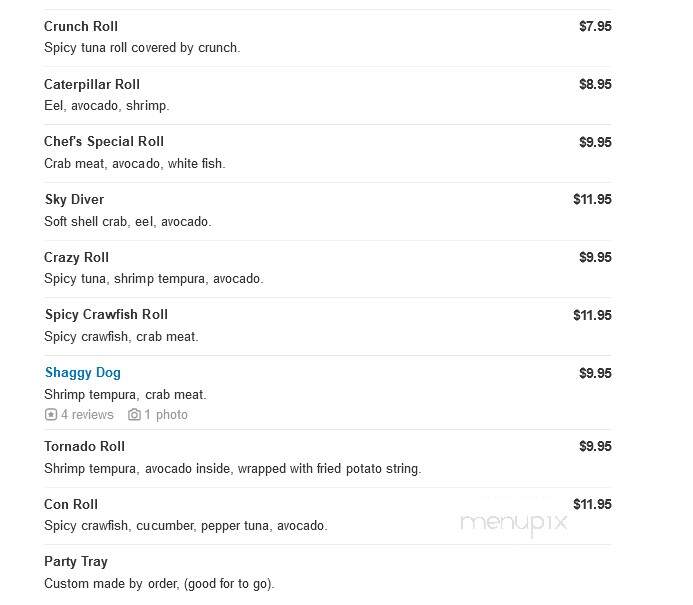 Shogun Japanese Grill & Sushi - Conroe, TX menu_pic