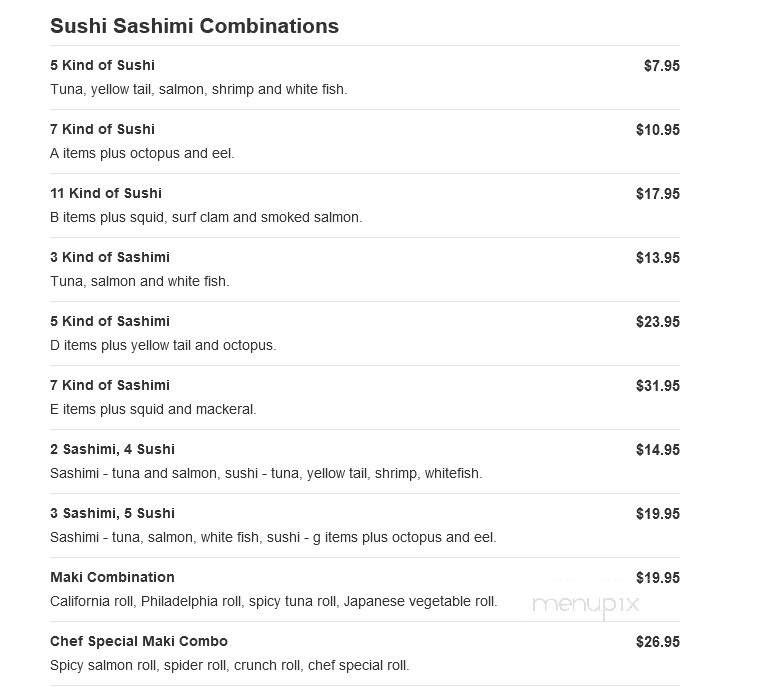 Shogun Japanese Grill & Sushi - Conroe, TX menu_pic