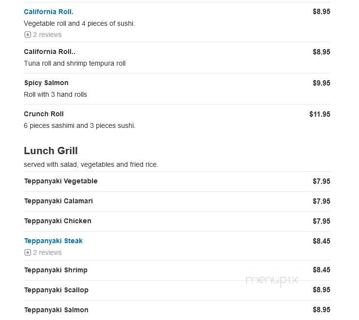 Shogun Japanese Grill & Sushi - Conroe, TX menu_pic