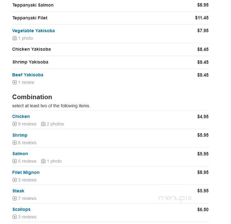 Shogun Japanese Grill & Sushi - Conroe, TX menu_pic