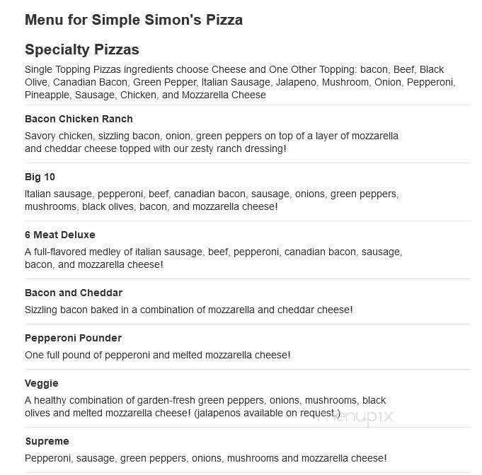 Simple Simon's Pizza - Rio Vista, TX