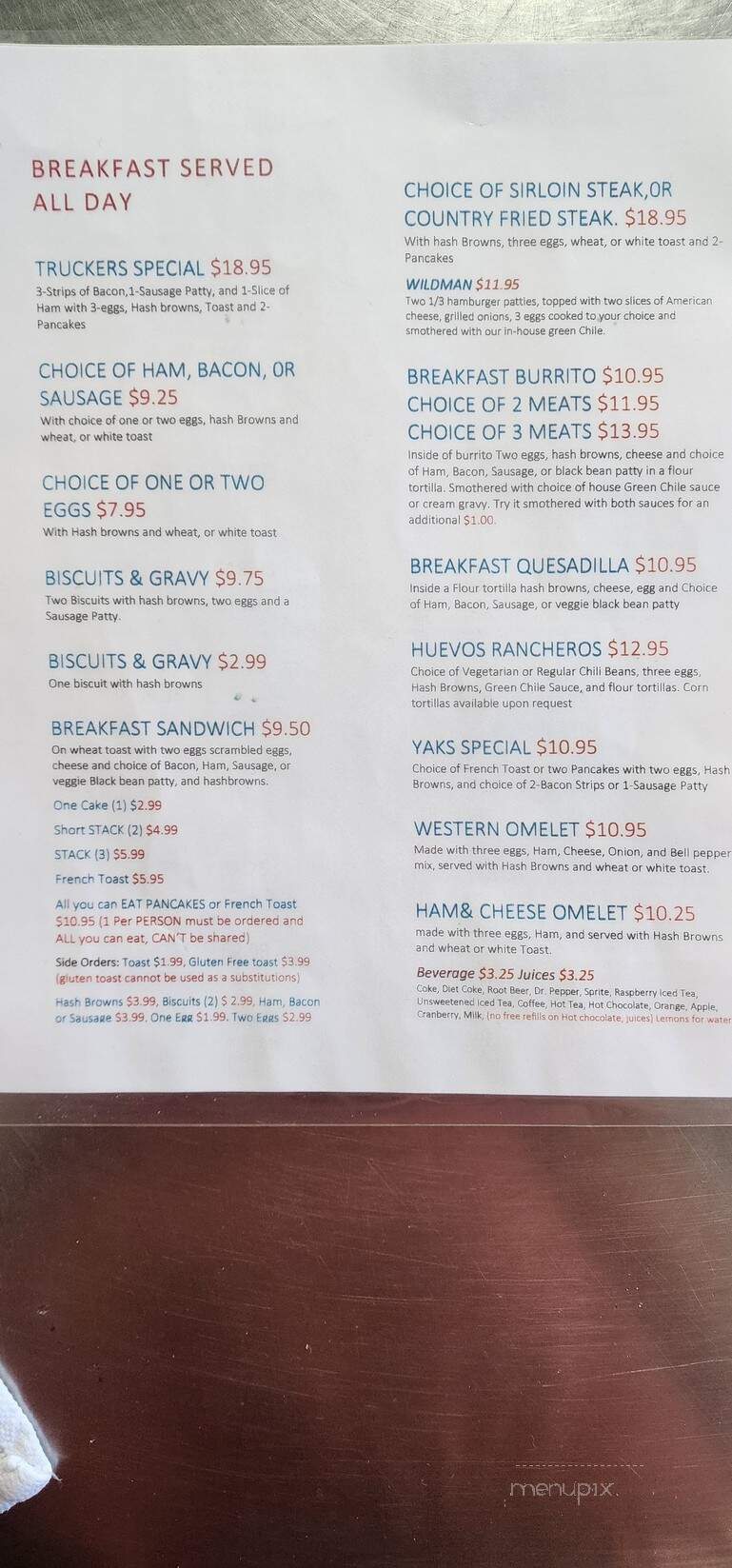Yak's Center Street Cafe - Blanding, UT menu_pic
