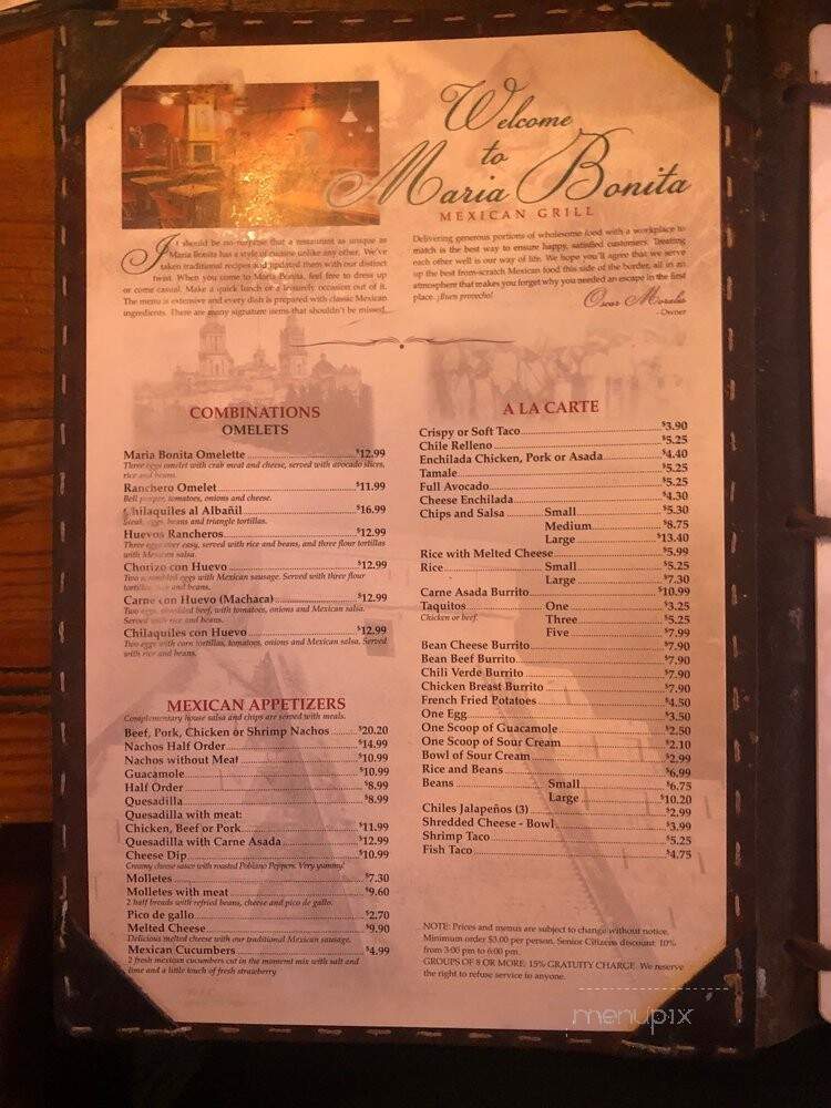 Maria Bonita Mexican Grill - Orem, UT menu_pic