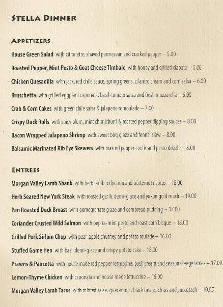 Stella Grill - Salt Lake City, UT menu_pic