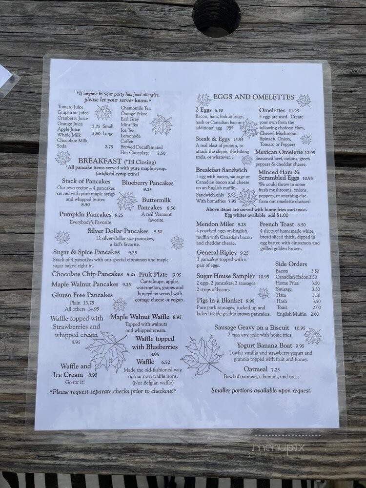 Maple Sugar & Vermont Spice - Mendon, VT menu_pic