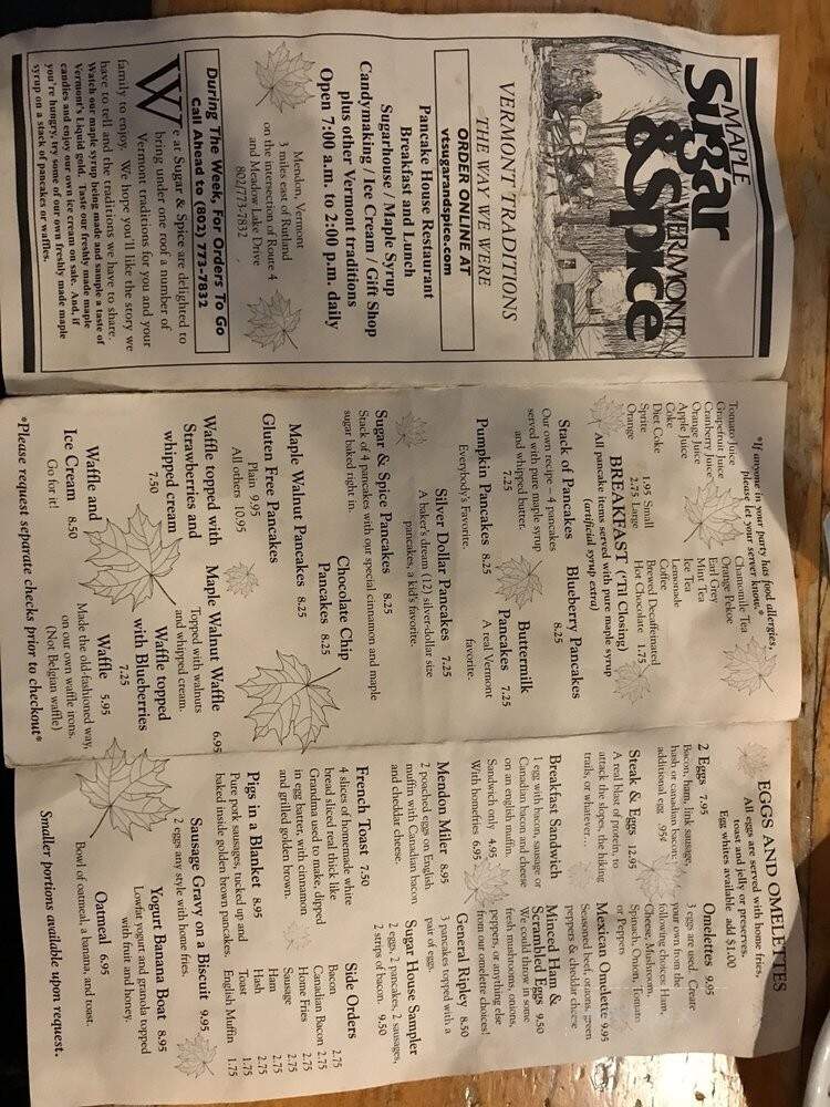 Maple Sugar & Vermont Spice - Mendon, VT menu_pic