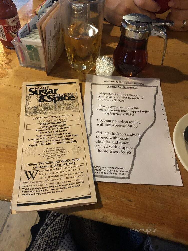 Maple Sugar & Vermont Spice - Mendon, VT menu_pic