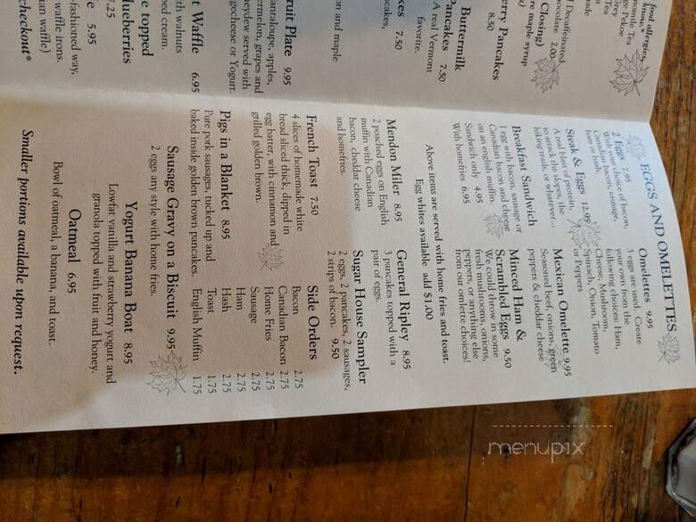 Maple Sugar & Vermont Spice - Mendon, VT menu_pic