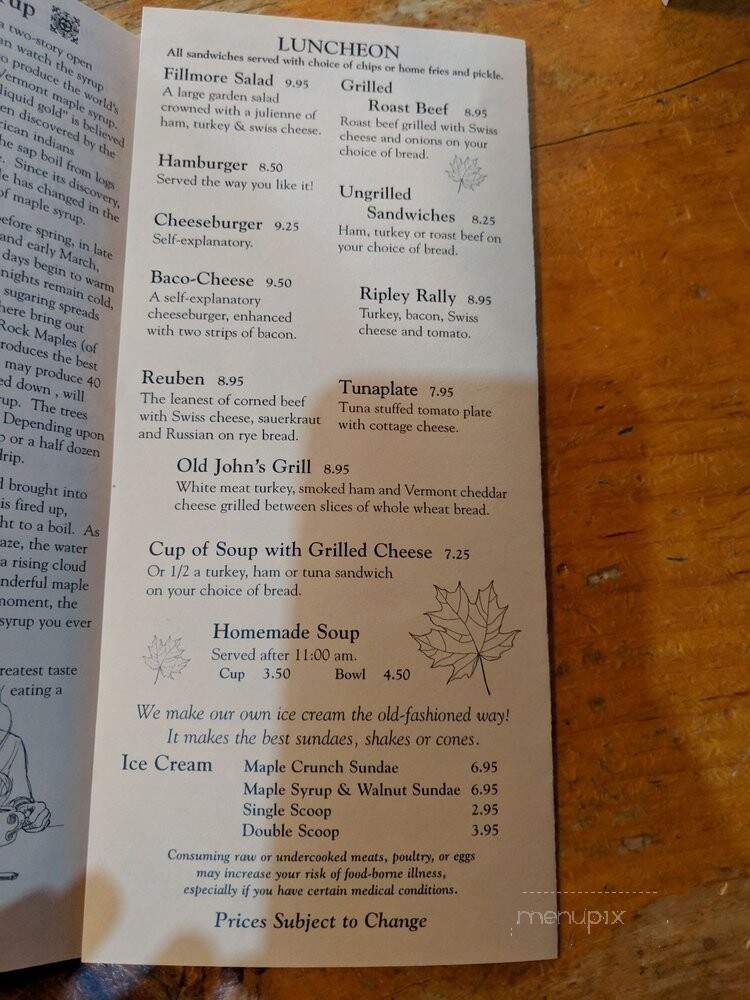 Maple Sugar & Vermont Spice - Mendon, VT menu_pic