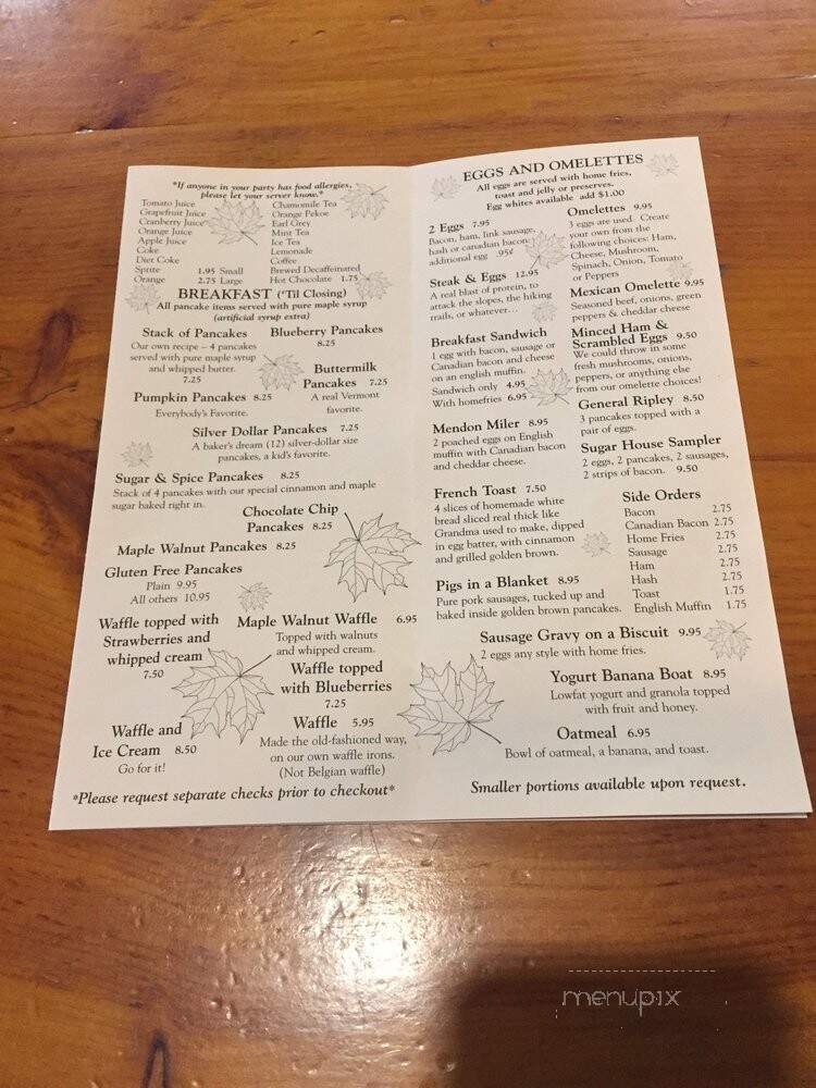 Maple Sugar & Vermont Spice - Mendon, VT menu_pic