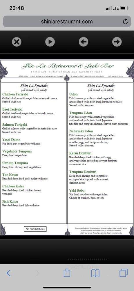 Shin-La Restaurant - Brattleboro, VT menu_pic