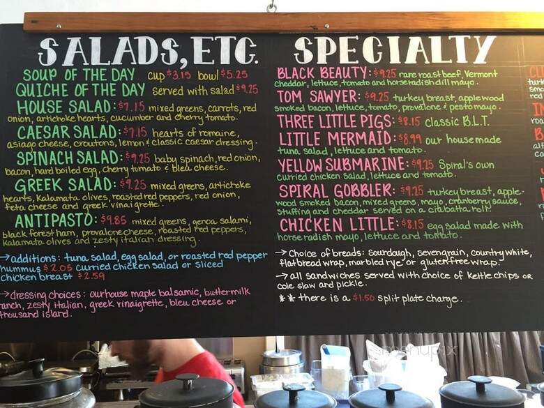 Spiral Press Cafe - Manchester Center, VT menu_pic