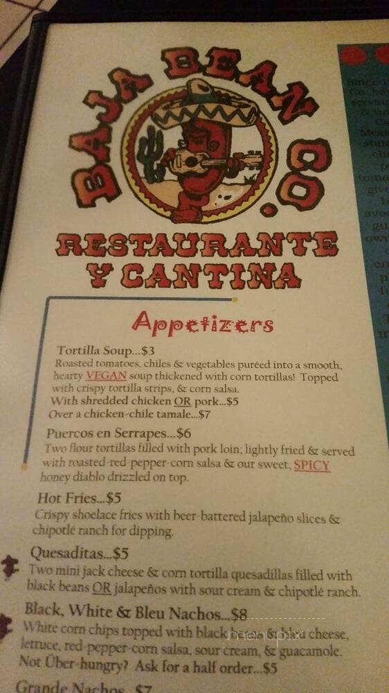 Baja Bean Co - Staunton, VA menu_pic
