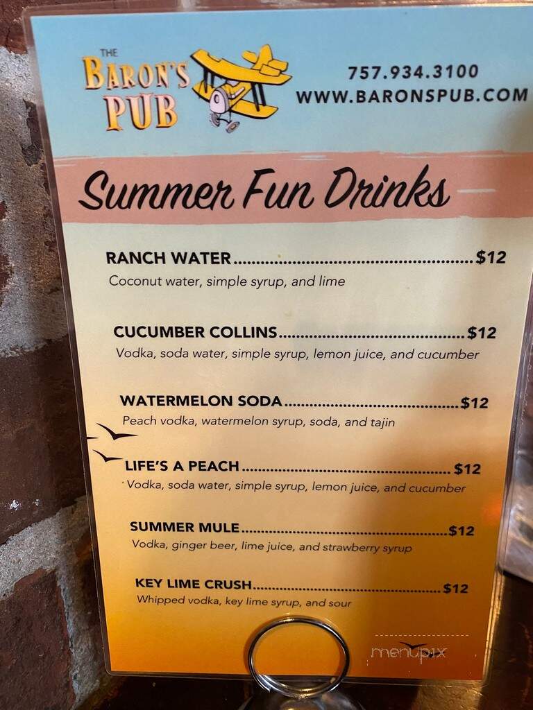 Baron's Pub Restaurant - Suffolk, VA menu_pic