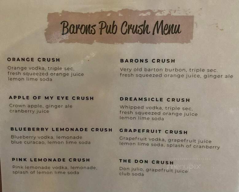 Baron's Pub Restaurant - Suffolk, VA menu_pic