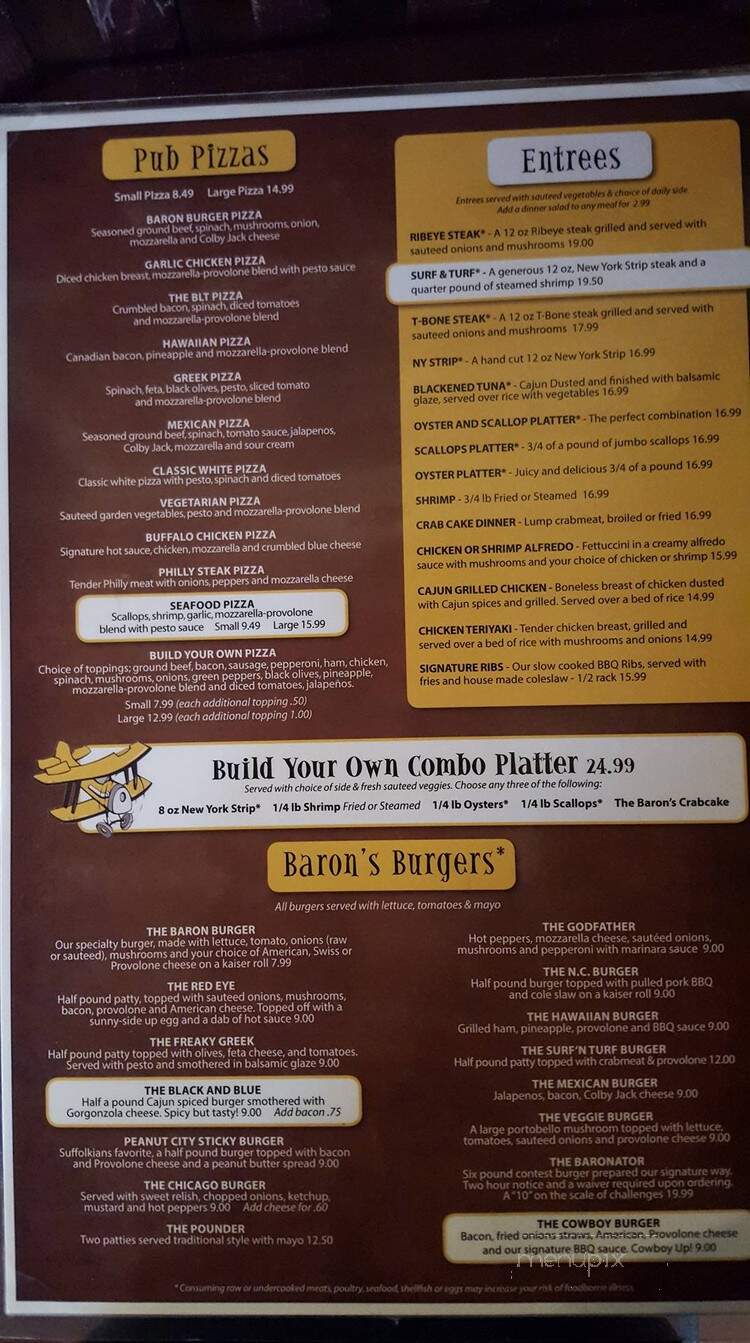 Baron's Pub Restaurant - Suffolk, VA menu_pic