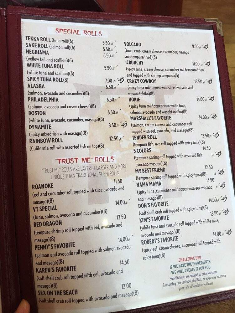 Ben Gui Sushi - Roanoke, VA menu_pic